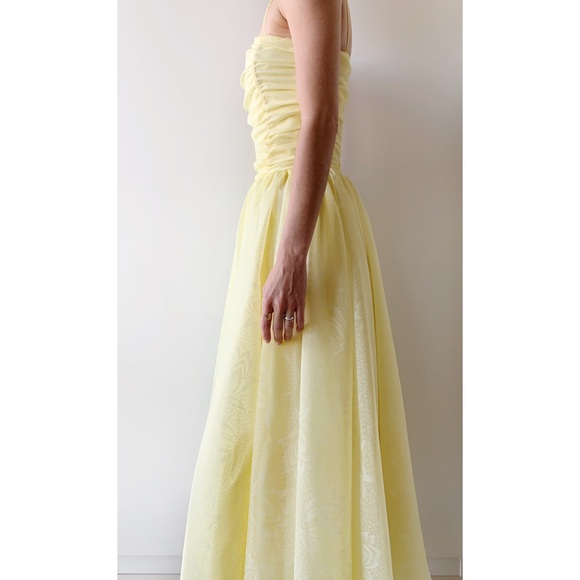 ‼️SOLD‼️ Vintage pastel yellow formal A-line princess dress ball gown chiffon - Picture 3 of 11